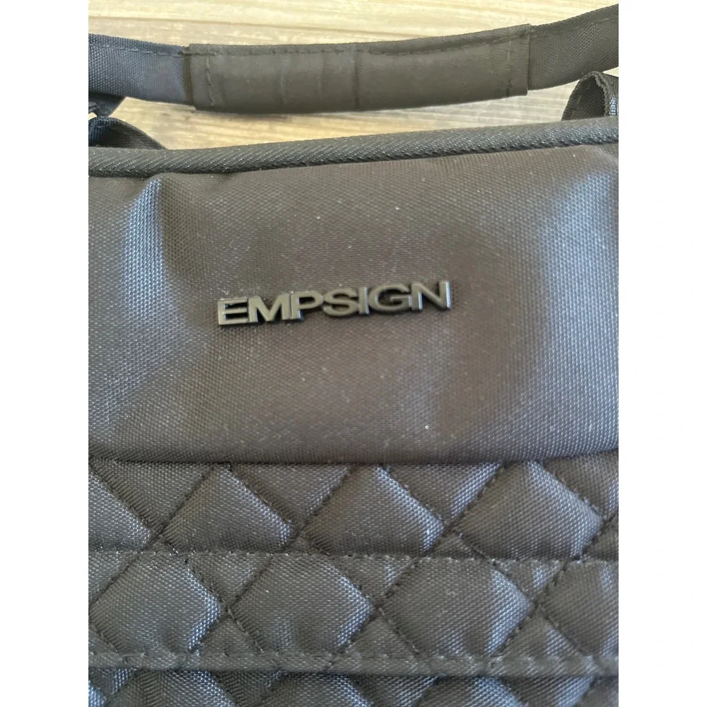 EMPSIGN Black Quilted Laptop Bag‎ Messenger Bag with Padded Strap